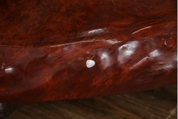 和製ビンテージ　特大!!　極厚天板　花梨(カリン)材　自然な木の質感を楽しめる鳥眼杢が美しい座卓(ローテーブル、リビングテーブル、ヴィンテージ)(R-078359)