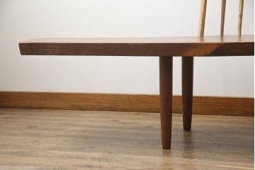 和製ビンテージ　レア!!　ジョージナカシマ　幅260cm超　木そのままの味わいが伝わるベンチ(ジョージ・ナカシマ、BENCH、コノイドベンチ、長椅子、板座チェア、ヴィンテージ、桜製作所、小田急ハルク)(R-078362)
