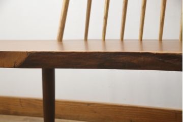 和製ビンテージ　レア!!　ジョージナカシマ　幅260cm超　木そのままの味わいが伝わるベンチ(ジョージ・ナカシマ、BENCH、コノイドベンチ、長椅子、板座チェア、ヴィンテージ、桜製作所、小田急ハルク)(R-078362)