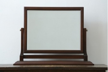 和製ビンテージ　松本民芸家具　シックな佇まいが目を惹く卓上ミラー　(R-078364)