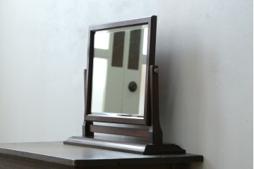 和製ビンテージ　松本民芸家具　シックな佇まいが目を惹く卓上ミラー　(R-078364)