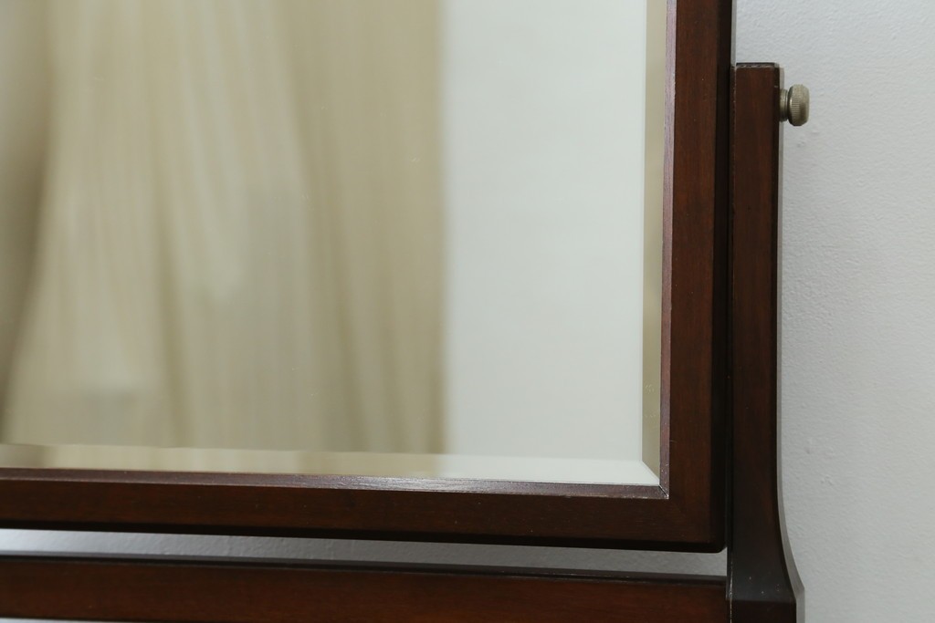 和製ビンテージ　松本民芸家具　シックな佇まいが目を惹く卓上ミラー　(R-078364)