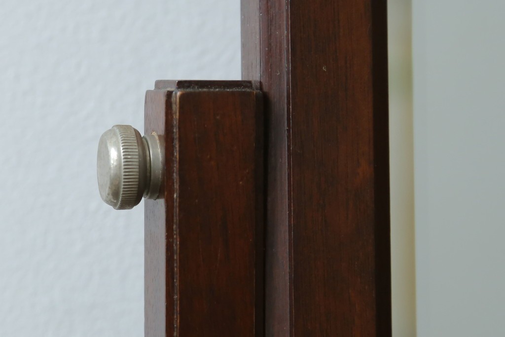 和製ビンテージ　松本民芸家具　シックな佇まいが目を惹く卓上ミラー　(R-078364)