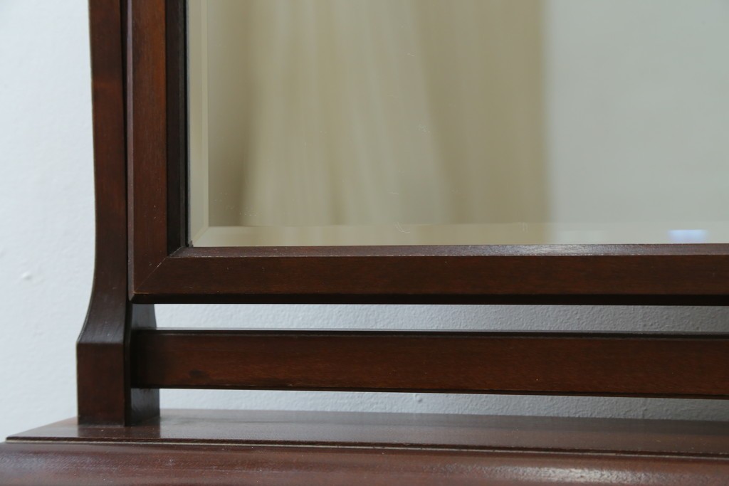 和製ビンテージ　松本民芸家具　シックな佇まいが目を惹く卓上ミラー　(R-078364)