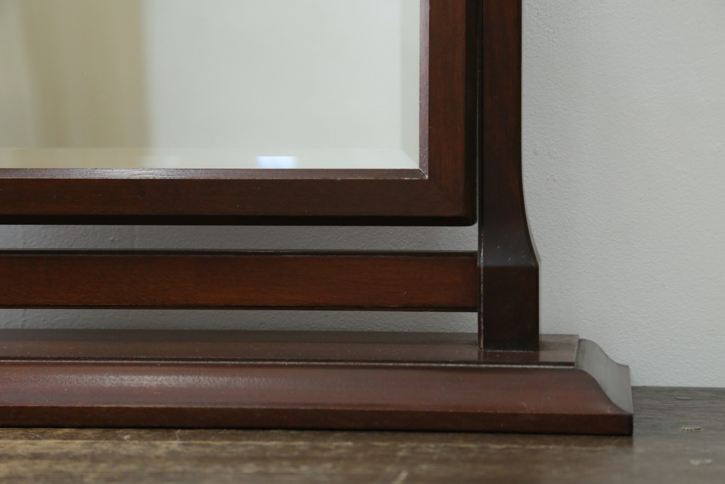 和製ビンテージ　松本民芸家具　シックな佇まいが目を惹く卓上ミラー　(R-078364)