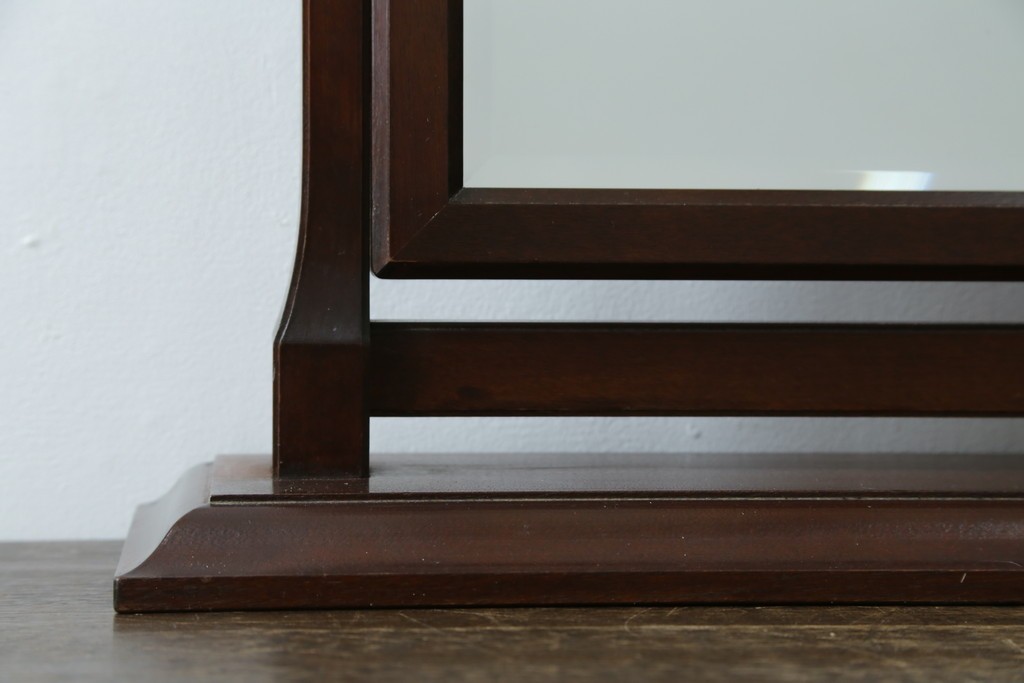 和製ビンテージ　松本民芸家具　シックな佇まいが目を惹く卓上ミラー　(R-078364)