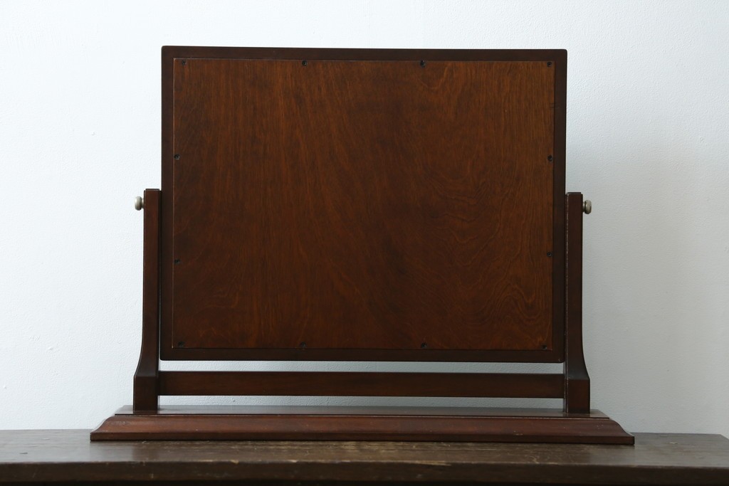 和製ビンテージ　松本民芸家具　シックな佇まいが目を惹く卓上ミラー　(R-078364)