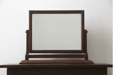 和製ビンテージ　松本民芸家具　シックな佇まいが目を惹く卓上ミラー(置き鏡、スタンドミラー、ヴィンテージ)(R-078364)