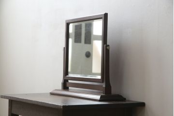 和製ビンテージ　松本民芸家具　シックな佇まいが目を惹く卓上ミラー(置き鏡、スタンドミラー、ヴィンテージ)(R-078364)