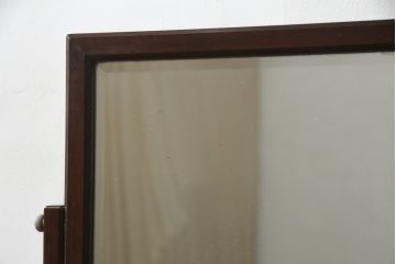 和製ビンテージ　松本民芸家具　シックな佇まいが目を惹く卓上ミラー(置き鏡、スタンドミラー、ヴィンテージ)(R-078364)