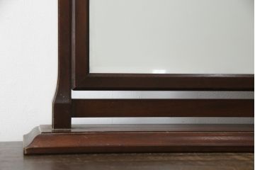 和製ビンテージ　松本民芸家具　シックな佇まいが目を惹く卓上ミラー(置き鏡、スタンドミラー、ヴィンテージ)(R-078364)