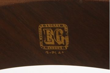 イギリスビンテージ　G-PLAN(ジープラン)　北欧家具　脚のデザインがおしゃれ!空間のアクセントになるガラストップローテーブル(ラウンドテーブル、センターテーブル、コーヒーテーブル、サイドテーブル、ヴィンテージ、英国)(R-078367)