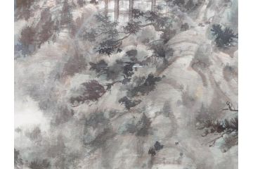 真作　中国　傅益瑶　15号　水墨画(墨絵、布引観音、風景画、女流画家、額装)(R-078410)