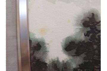真作　中国　傅益瑶　15号　水墨画(墨絵、布引観音、風景画、女流画家、額装)(R-078410)
