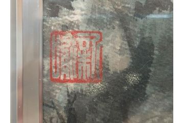 真作　中国　傅益瑶　15号　水墨画(墨絵、布引観音、風景画、女流画家、額装)(R-078410)