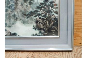 真作　中国　傅益瑶　15号　水墨画(墨絵、布引観音、風景画、女流画家、額装)(R-078410)
