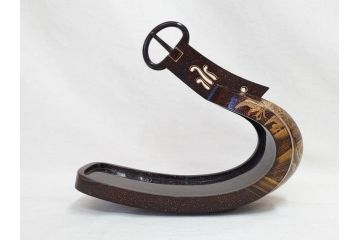 時代物　金蒔絵　大名武具　金の装飾が豪華な鐙(あぶみ、馬具、漆塗り、波千鳥)(R-078411)