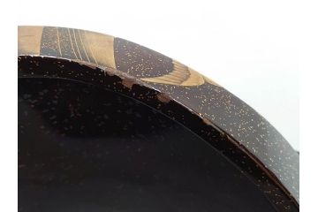 時代物　金蒔絵　大名武具　金の装飾が豪華な鐙(あぶみ、馬具、漆塗り、波千鳥)(R-078411)