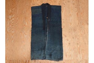 時代物　刺子　木綿　野良着2点セット(半纏、刺し子、古布、藍染、ジャパンビンテージ、ヴィンテージ、古着物、衣装、BORO、ボロ、袖無し)(R-078412)