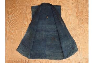 時代物　刺子　木綿　野良着2点セット(半纏、刺し子、古布、藍染、ジャパンビンテージ、ヴィンテージ、古着物、衣装、BORO、ボロ、袖無し)(R-078412)