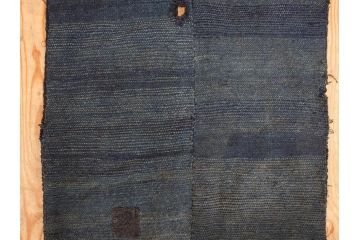 時代物　刺子　木綿　野良着2点セット(半纏、刺し子、古布、藍染、ジャパンビンテージ、ヴィンテージ、古着物、衣装、BORO、ボロ、袖無し)(R-078412)