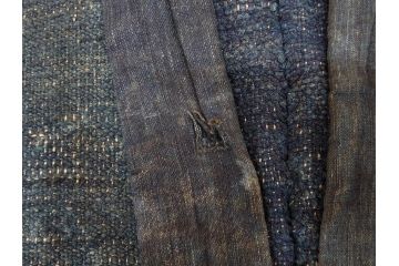 時代物　刺子　木綿　野良着2点セット(半纏、刺し子、古布、藍染、ジャパンビンテージ、ヴィンテージ、古着物、衣装、BORO、ボロ、袖無し)(R-078412)