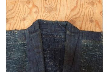 時代物　刺子　木綿　野良着2点セット(半纏、刺し子、古布、藍染、ジャパンビンテージ、ヴィンテージ、古着物、衣装、BORO、ボロ、袖無し)(R-078412)