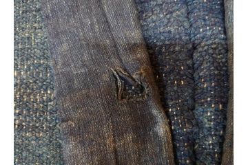 時代物　刺子　木綿　野良着2点セット(半纏、刺し子、古布、藍染、ジャパンビンテージ、ヴィンテージ、古着物、衣装、BORO、ボロ、袖無し)(R-078412)