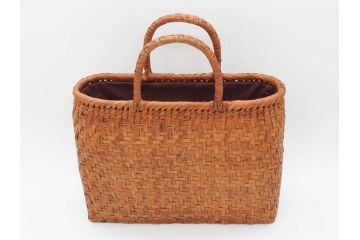 国産　山葡萄籠バッグ　やまぶどう　シンプルで使いやすい籠バッグ(手提げ袋、バック、鞄、カゴバッグ、かご、山ぶどう、(株)ホンダ産業)(R-078413)