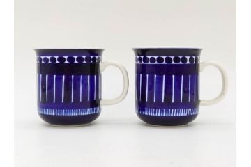 ARABIA FINLAND　Valencia(バレンシア)　Ulla Procope(ウラ・プロコッペ)　深い青色に温もりを感じるマグカップ2点セット(アラビア、フィンランド、カップ、北欧食器、洋食器)(R-078415)