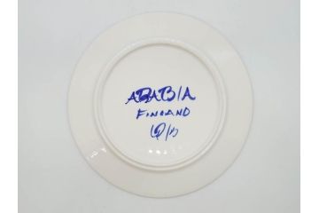 ARABIA FINLAND　Valencia(バレンシア)　Ulla Procope(ウラ・プロコッペ)　約25cm　一つ一つ丁寧に絵付けされた意匠が美しいプレート5枚セット(アラビア、フィンランド、北欧食器、洋食器、皿)(R-078416)