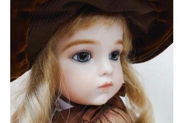 2012年　土倉ひろ子　ビスクドール工房　Angel Roco　長い睫と青い瞳が可愛らしいビスクドール(人形、ブリュ、シュヴロ、シュブロボディ、シュヴロボディ、子供、こども、女の子、ドール)(R-078418)