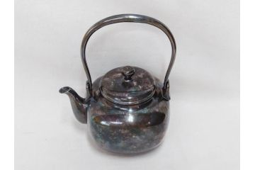 戦前　純銀　359g　重厚感のある銀瓶(煎茶、薬缶、銀水注、湯沸し、茶道具、やかん、水指、急須)(R-078463)