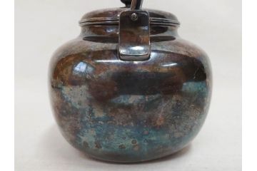 戦前　純銀　359g　重厚感のある銀瓶(煎茶、薬缶、銀水注、湯沸し、茶道具、やかん、水指、急須)(R-078463)