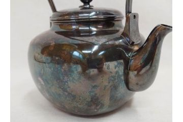 戦前　純銀　359g　重厚感のある銀瓶(煎茶、薬缶、銀水注、湯沸し、茶道具、やかん、水指、急須)(R-078463)
