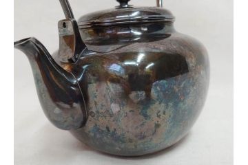 戦前　純銀　359g　重厚感のある銀瓶(煎茶、薬缶、銀水注、湯沸し、茶道具、やかん、水指、急須)(R-078463)