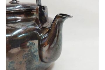 戦前　純銀　359g　重厚感のある銀瓶(煎茶、薬缶、銀水注、湯沸し、茶道具、やかん、水指、急須)(R-078463)