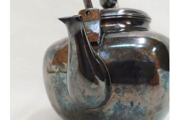 戦前　純銀　359g　重厚感のある銀瓶(煎茶、薬缶、銀水注、湯沸し、茶道具、やかん、水指、急須)(R-078463)