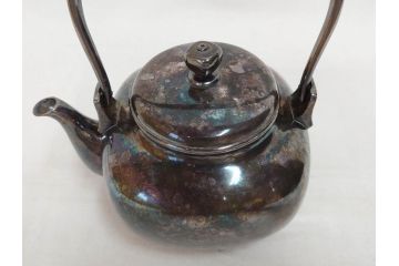 戦前　純銀　359g　重厚感のある銀瓶(煎茶、薬缶、銀水注、湯沸し、茶道具、やかん、水指、急須)(R-078463)
