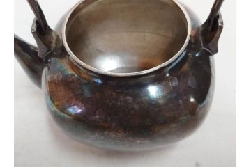 戦前　純銀　359g　重厚感のある銀瓶(煎茶、薬缶、銀水注、湯沸し、茶道具、やかん、水指、急須)(R-078463)