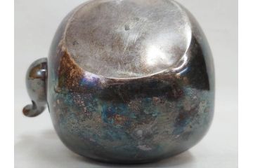 戦前　純銀　359g　重厚感のある銀瓶(煎茶、薬缶、銀水注、湯沸し、茶道具、やかん、水指、急須)(R-078463)