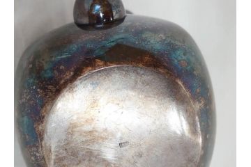 戦前　純銀　359g　重厚感のある銀瓶(煎茶、薬缶、銀水注、湯沸し、茶道具、やかん、水指、急須)(R-078463)