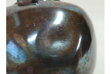 戦前　純銀　359g　重厚感のある銀瓶(煎茶、薬缶、銀水注、湯沸し、茶道具、やかん、水指、急須)(R-078463)