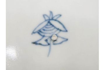 江戸期　古伊万里　染付　蛇文　約17cm　5.6寸　蛇のデザインが印象的な中皿3枚セット(雲龍、ヘビ、裏印、和皿、和食器、五寸六分)(R-078465)