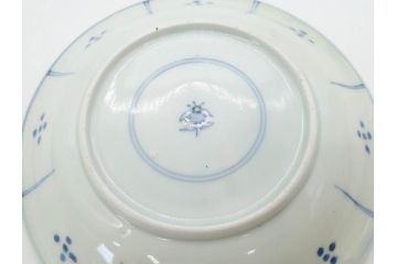 江戸期　古伊万里　染付　蛇文　約17cm　5.6寸　蛇のデザインが印象的な中皿3枚セット(雲龍、ヘビ、裏印、和皿、和食器、五寸六分)(R-078465)