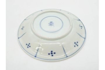 江戸期　古伊万里　染付　蛇文　約17cm　5.6寸　蛇のデザインが印象的な中皿3枚セット(雲龍、ヘビ、裏印、和皿、和食器、五寸六分)(R-078465)