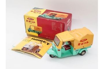 ダイハツ　ミゼット　DKA型　ブリキ製ミニカー(日本製、大阪ブリキ玩具資料室、おもちゃ、玩具、車、乗り物、オート三輪、外箱付き、説明書付き)(R-078467)
