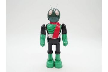 ビリケン商会　デビルマン　仮面ライダー　ブリキのおもちゃ2点セット(石森プロ、永井 豪、ゼンマイ歩行、フィギュア、人形、玩具、特撮、ヒーロー、外箱付き、日本製)(R-078468)