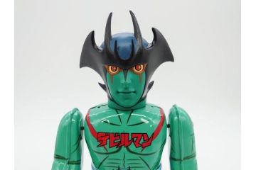 ビリケン商会　デビルマン　仮面ライダー　ブリキのおもちゃ2点セット(石森プロ、永井 豪、ゼンマイ歩行、フィギュア、人形、玩具、特撮、ヒーロー、外箱付き、日本製)(R-078468)