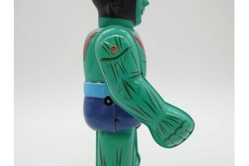 ビリケン商会　デビルマン　仮面ライダー　ブリキのおもちゃ2点セット(石森プロ、永井 豪、ゼンマイ歩行、フィギュア、人形、玩具、特撮、ヒーロー、外箱付き、日本製)(R-078468)